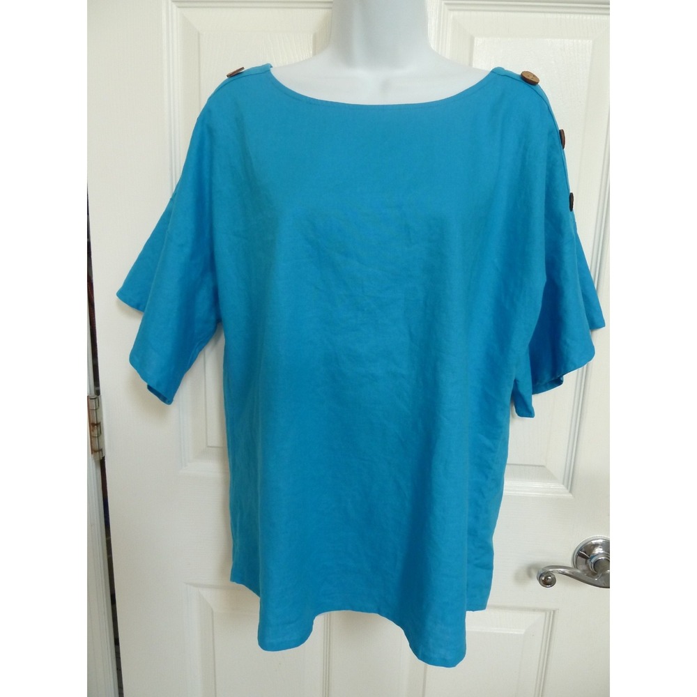 NWOT SOFT SURROUNDINGS Sz Med. LINEN Blend Popover Blouse Dolman Sleeves